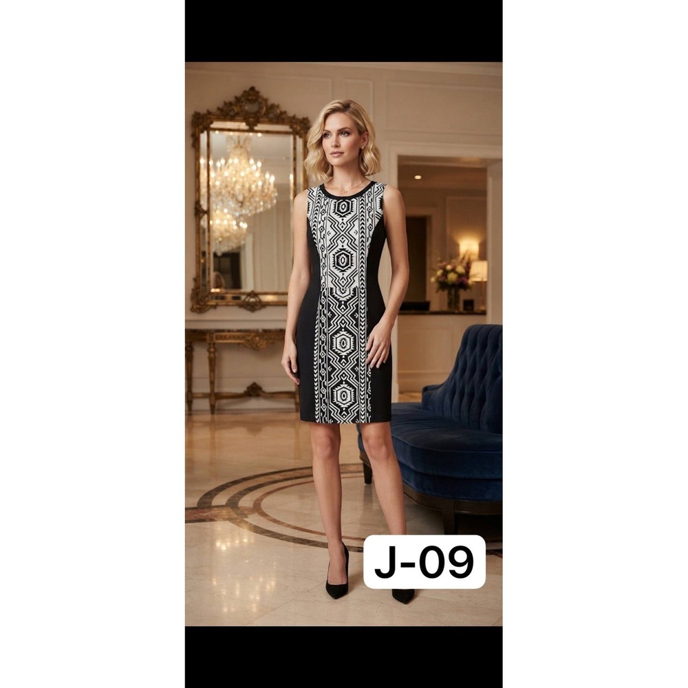 Anthropologie Porridge Geometric Aztec Mini Bodycon Dress Size 4P Black White
